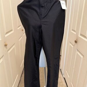 Good American Compression Shine Black Straight Leg Pants 001 NWT. Size 8
